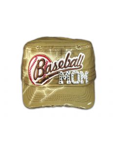 Baseball Mom on Khaki Cadet Cap Military Style Army Hat