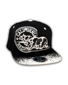 California Republic Bear Black-White Flat Bill Hat