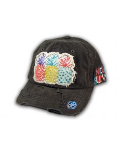 Black Pineapple Washed and Distressed Baseball Cap