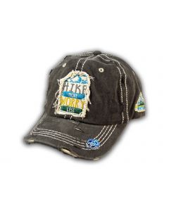 Black Hike More Worry Less Washed and Distressed Baseball Cap