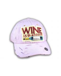Purple Wine Is The Answer Washed and Distressed Baseball Cap