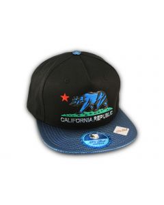 Black and Blue California Republic Snapback Hat