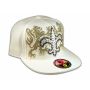Fleur-de-lis on White Flat Brim Hip Hop Hat 