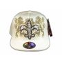 Fleur-de-lis on White Flat Brim Hip Hop Hat 