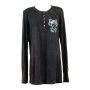 Front - Thermal Print Shirt with Jewels Long Sleeve with Black Velvet Cutout 