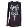 Rear - Thermal Print Shirt with Jewels Long Sleeve with Black Velvet Cutout 