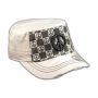 Peace Sign on Checkerboard on White Army Cadet Hat