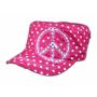 Peace Sign on Pink Polka Dot Cadet Cap