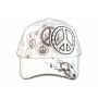 Peace Sign on White Trucker Cap