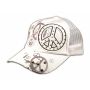 Peace Sign on White Trucker Cap