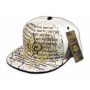 Fleur-de-lis and Wings on White Fitted Flat Brim Ball Cap