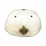 Fleur-de-lis and Wings on White Fitted Flat Brim Ball Cap