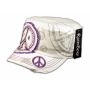 Peace Sign White Purple Cadet Castro Hat