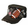Olive Green Football Cadet Castro Cap Vintage Military Army Hat