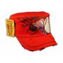 Baseball and Bat on Red Cadet Cap