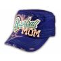 Baseball Mom on Blue Cadet Cap Military Style Army Hat