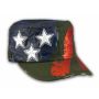 Olive Green Stars and Stripes on Cadet Cap Vintage Army Hat Distressed
