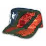 Olive Green Stars and Stripes on Cadet Cap Vintage Army Hat Distressed
