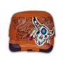 Lt Brown Indian Cow Skull and Horns with Feathers Cadet Cap Vintage