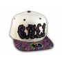 Cali Script White California Republic with Purple Paisley Snapback Hat