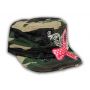Camouflage Cadet Hat with Pink Cancer Ribbon