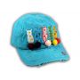 Turquoise Cat Mom Washed and Distressed Baseball Cap
