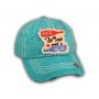 Turquoise Red Wine and Blue Washed and Distressed Baseball Cap