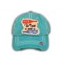Turquoise Red Wine and Blue Washed and Distressed Baseball Cap