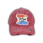 Burgundy Red Wine and Blue Washed and Distressed Baseball Cap