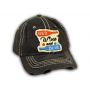 Black Red Wine and Blue Washed and Distressed Baseball Cap