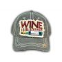 Dark Gray Wine Is The Answer Washed and Distressed Baseball Cap