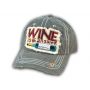 Dark Gray Wine Is The Answer Washed and Distressed Baseball Cap