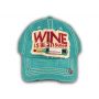 Turquoise Wine Is The Answer Washed and Distressed Baseball Cap
