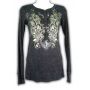 Front - Long Sleeve Thermal Button Up Shirt All Over Print with Jewels