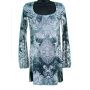 Front - Tunic Dress Long Sleeve All Over Prnt and Jewel Lace Back