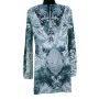Rear - Tunic Dress Long Sleeve All Over Prnt and Jewel Lace Back
