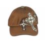 Triple Cross on Brown Ball Cap