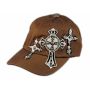 Triple Cross on Brown Ball Cap