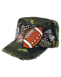 Camouflage Football Cadet Castro Cap Vintage Military Army Hat