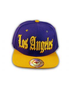 Los Angeles Snapback Purple Gold Baseball Hat Cap Flat Brim Bill