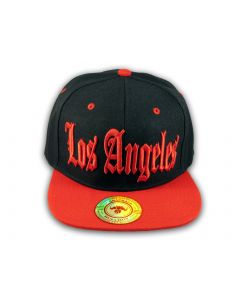 Los Angeles Snapback Black and Red Baseball Hat Cap Flat Brim Bill