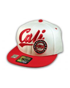 White and Red California Republic Snapback Hat 3D Cali Bear