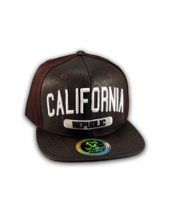 Brown Leather California Republic Snapback Hat