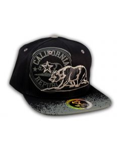 California Republic Bear Black-Gray Flat Bill Hat
