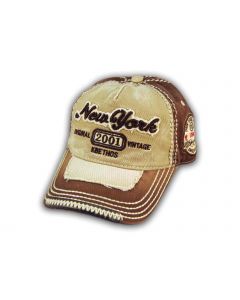Khaki on Brown Vintage New York Baseball Cap
