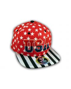 Red USA Star Spangled Snapback Hat