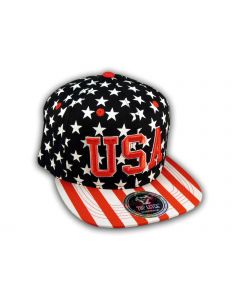 Black USA Star Spangled Snapback Hat