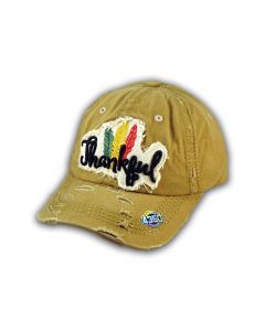 Khaki Thankful Washed and Distressed Baseball Cap