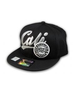 Black California Republic Snapback Embroidered Hat 3D Cali Bear