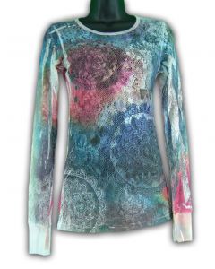 Mesh Long Sleeve Tee All Over Tye Dye Shirt